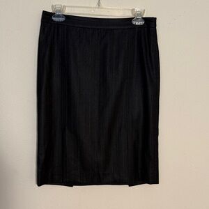 Theory WomenClassic Black Wool Pinstripe Pencil Skirt Double Slits Size4